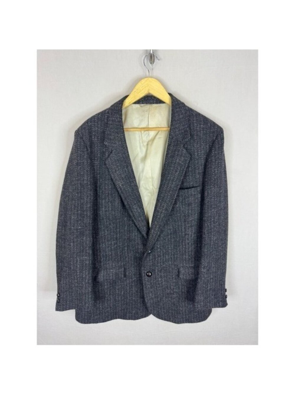 Woodward's Mens 44 Pure Virgin Wool Hand Woven Scotland Tweed Blazer Jacket Gray